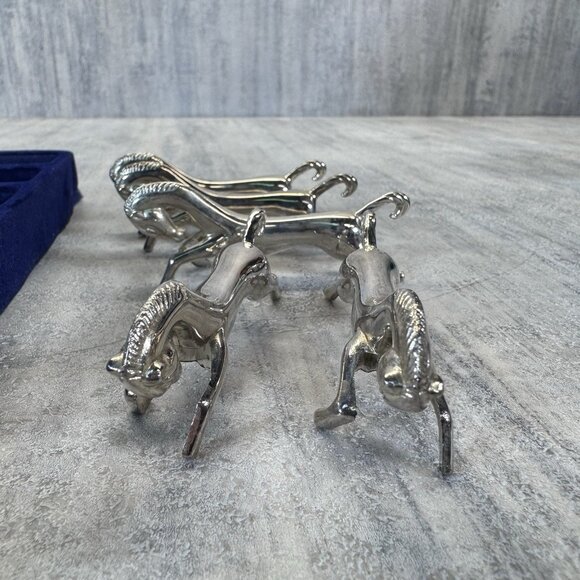 Set of 5 MCM Vintage Elegance Silver Plate Figural Horse Knife Rests in Box EUC - Picture 5 of 9